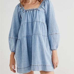Free People Lou Denim Mini Babydoll Dress